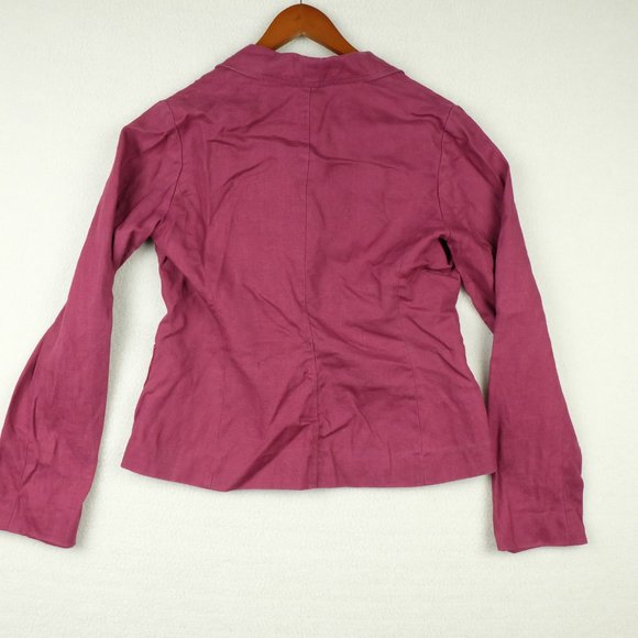 Tobias Womens Blazer Jacket 6 Purple 100% Linen Lightweight Two Button Outdoor - Picture 5 of 11